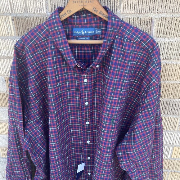 Ralph Lauren Men's 4XB Button Down Plaid Oxford Flannel NWT Old Stock Fall Color